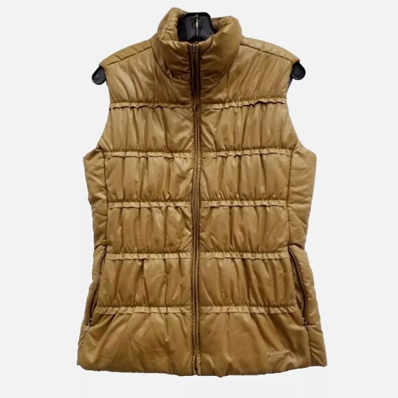 Patagonia Lidia Puffer Vest Women's Large Gold Quilted Puff Excellent Condition - Picture 1 of 6